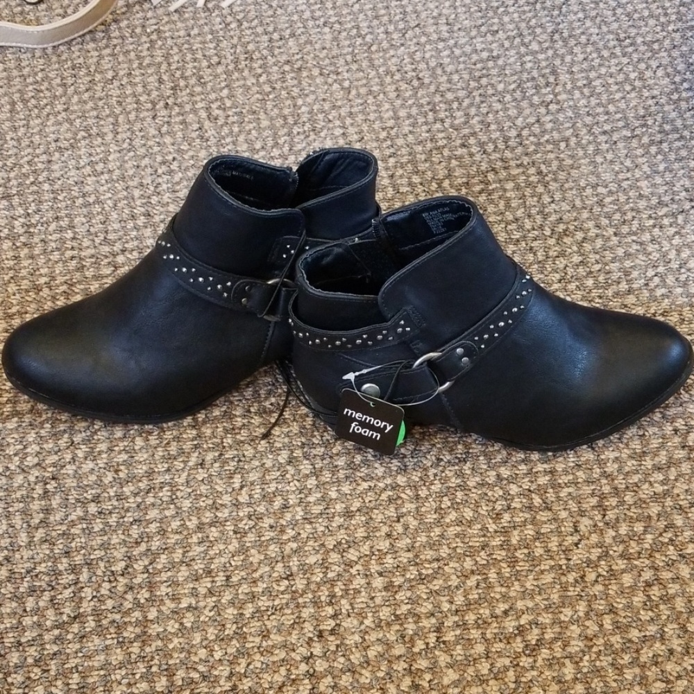 Black booties with silver studs